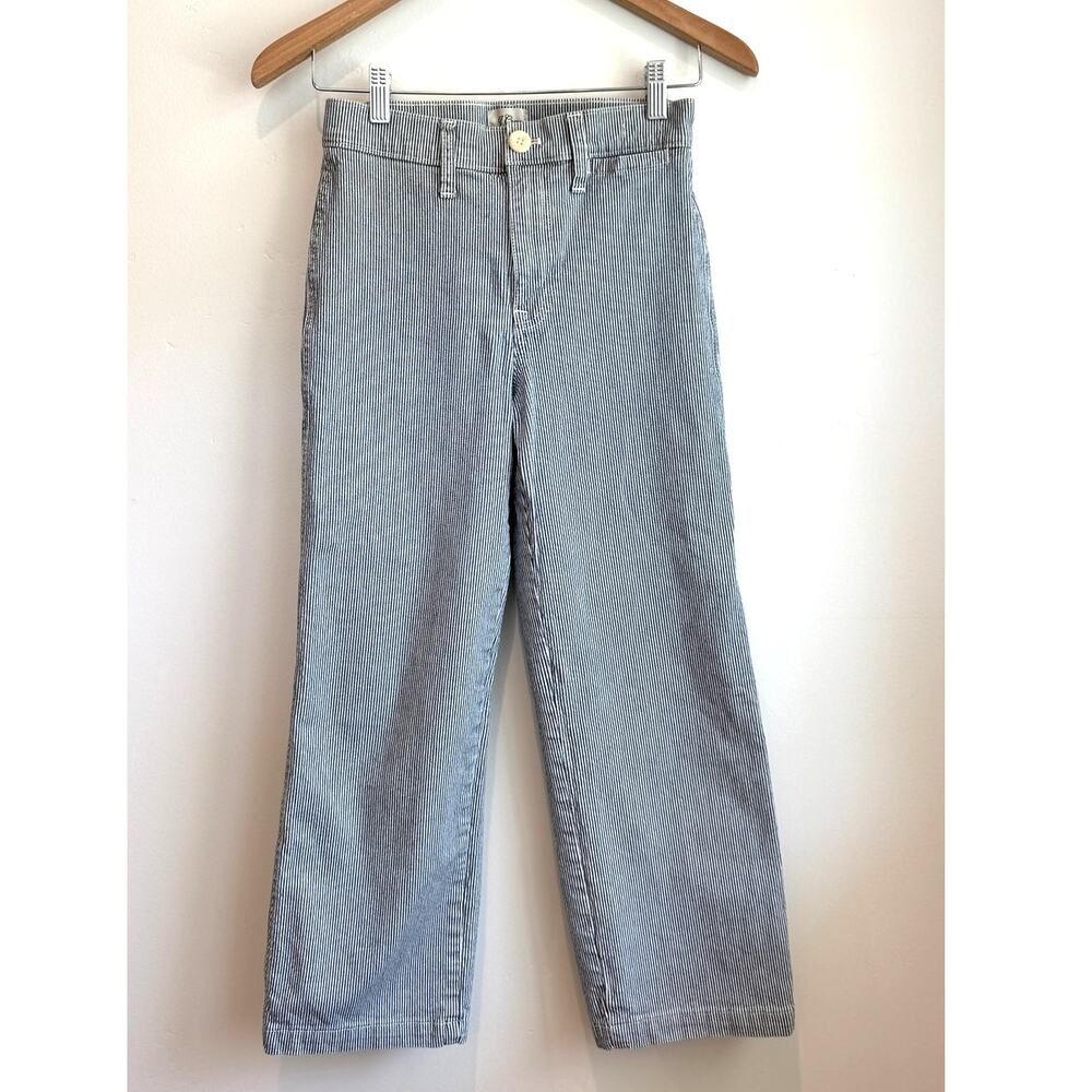J.Crew Railroad Stripe Wide Leg Pants Blue White Size 25